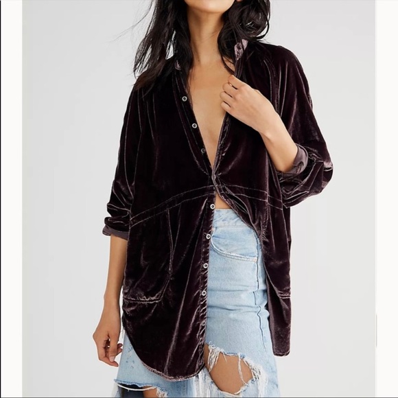 We The Free Tops - We the Free People Velvet Button Down Shirt Jacket Shacket